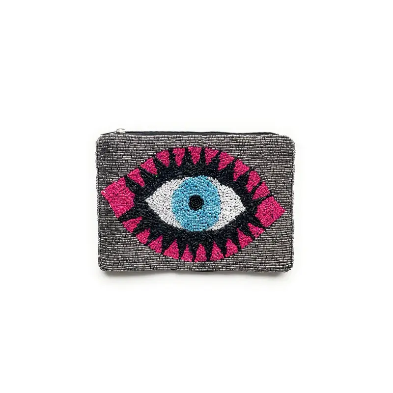 Evil Eye Beaded Coin Purse