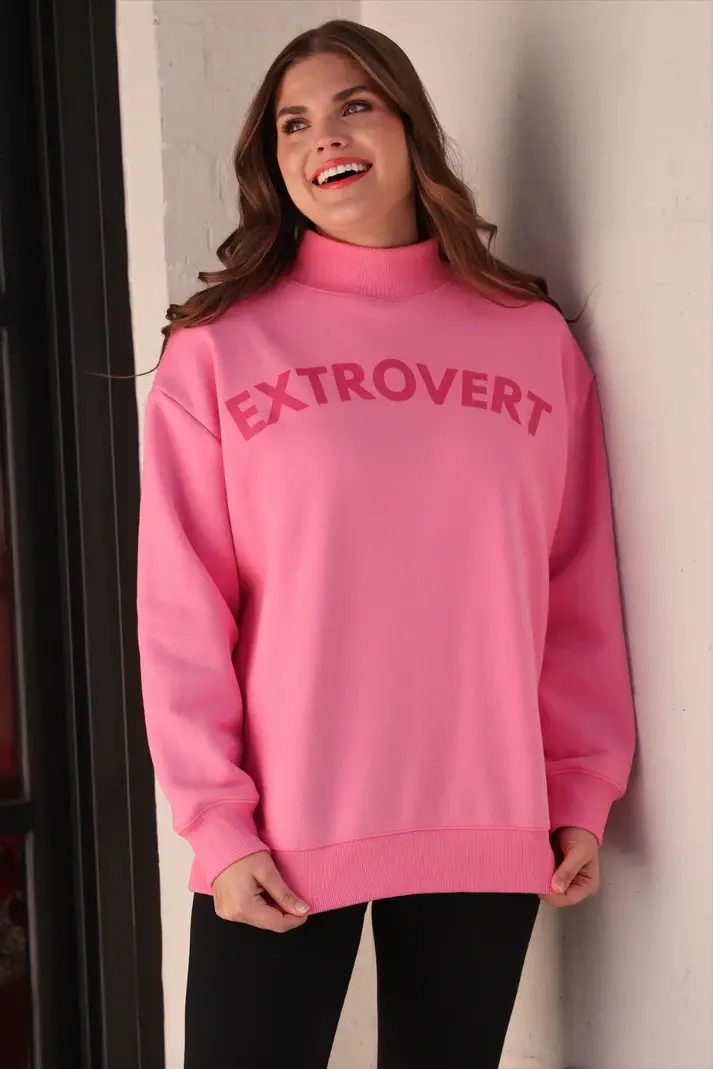 Extrovert Mock Neck Pullover - Pink