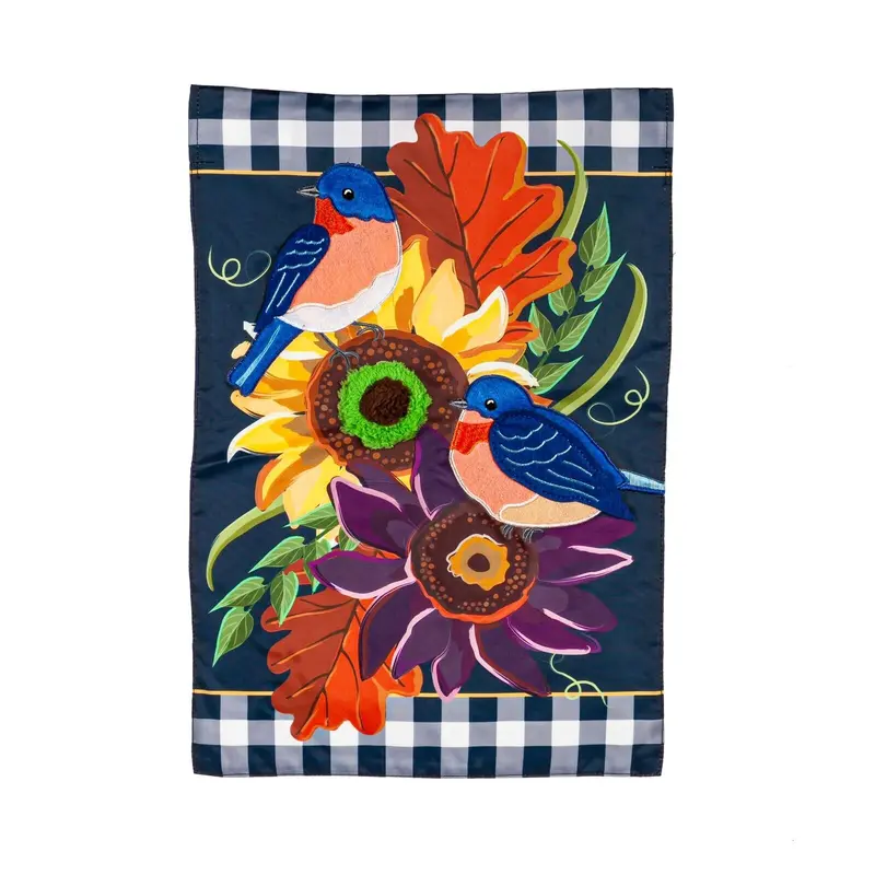 Fall Bluebird Applique Garden Flag
