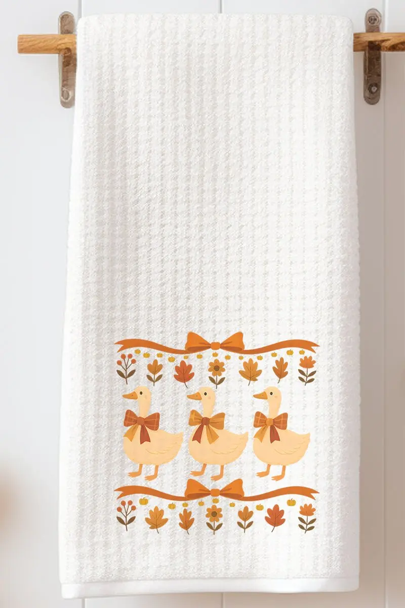 Fall Geese Girls Waffle Kitchen Towel