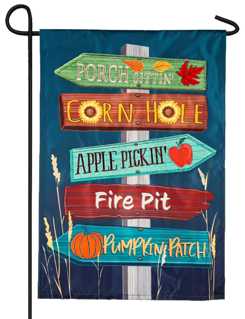 Fall Signs Applique Garden Flag