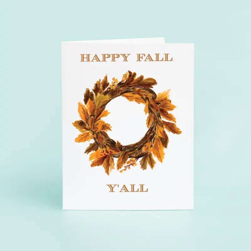 Fall Wreath Happy Fall Y'all Card