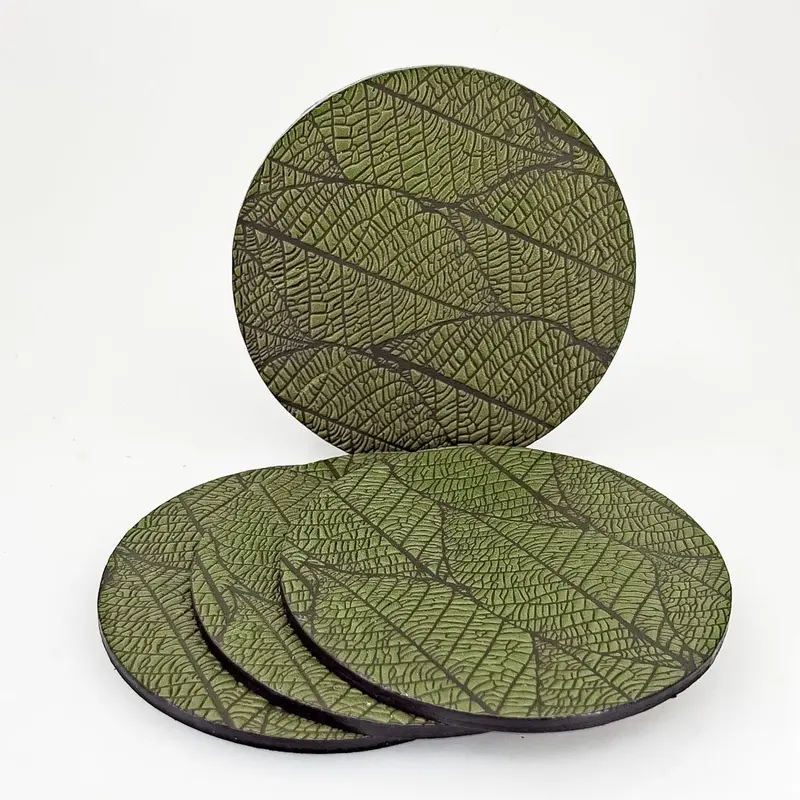 Fallen leaves Leather Coaster Set