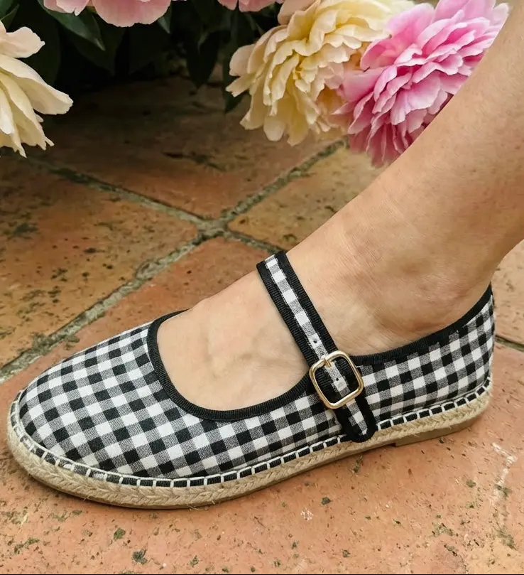 Fallon Black Gingham Mary Jane Flats - FINAL SALE