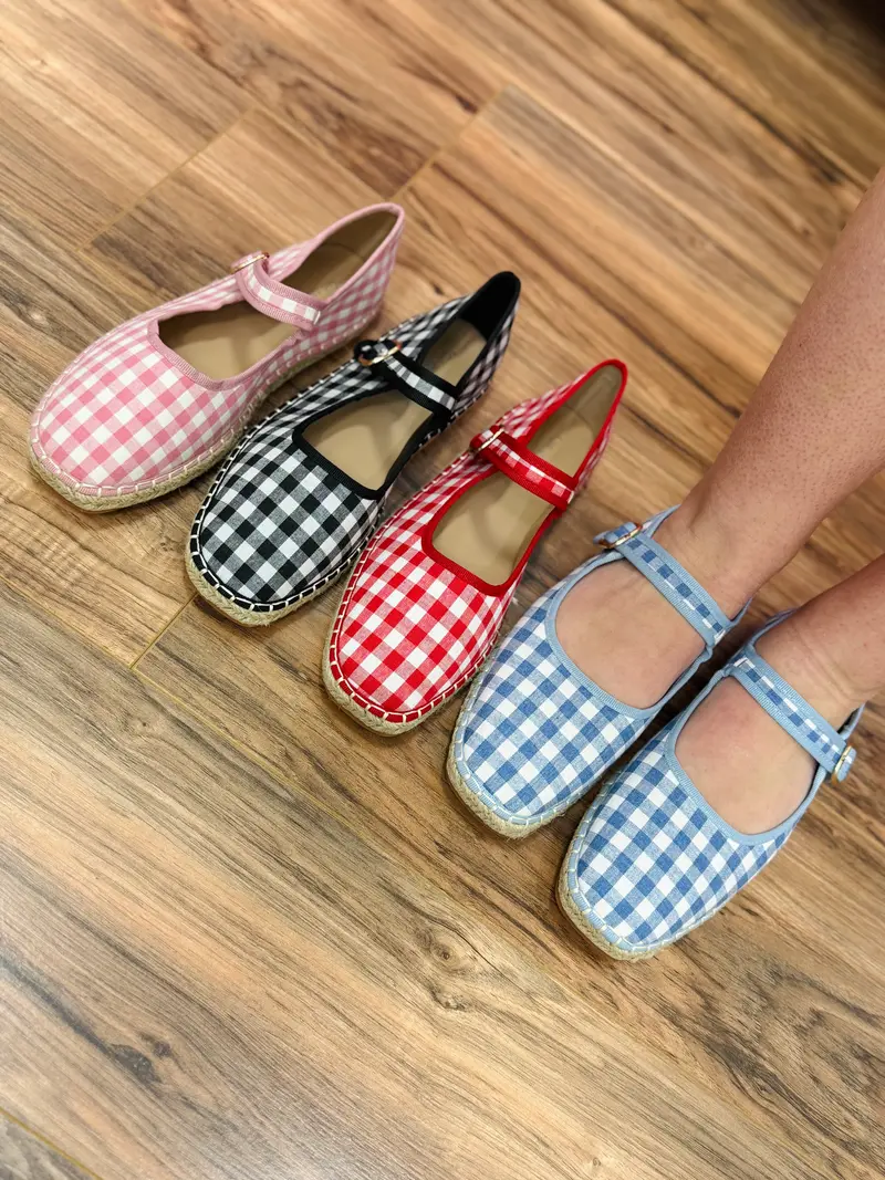 Fallon Red Gingham Mary Jane Flats - FINAL SALE