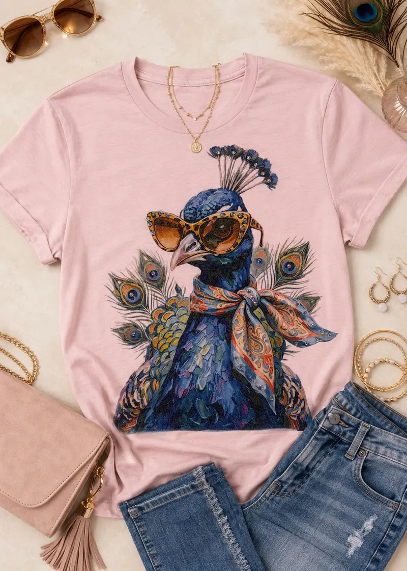 Fancy Feathers Peacock Boujee Tee