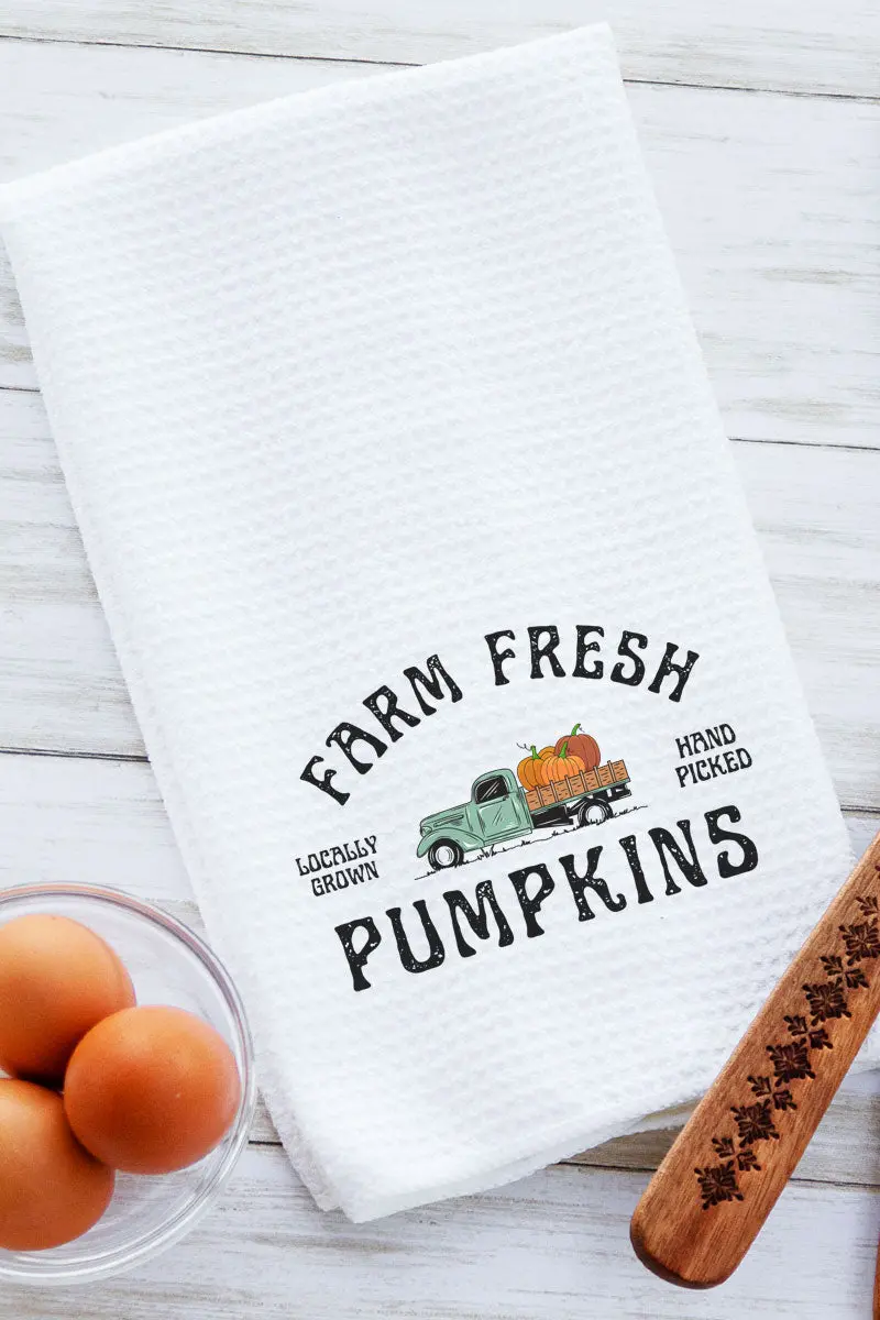 Farm Fresh Pumpkins Waffle Kitchen Towel