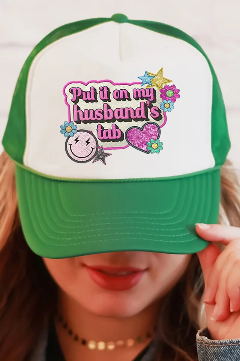 Faux Patch Husband's Tab Transfer Foam Mesh Back Trucker Cap
