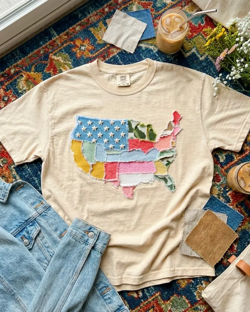 Faux Patchwork America Tee