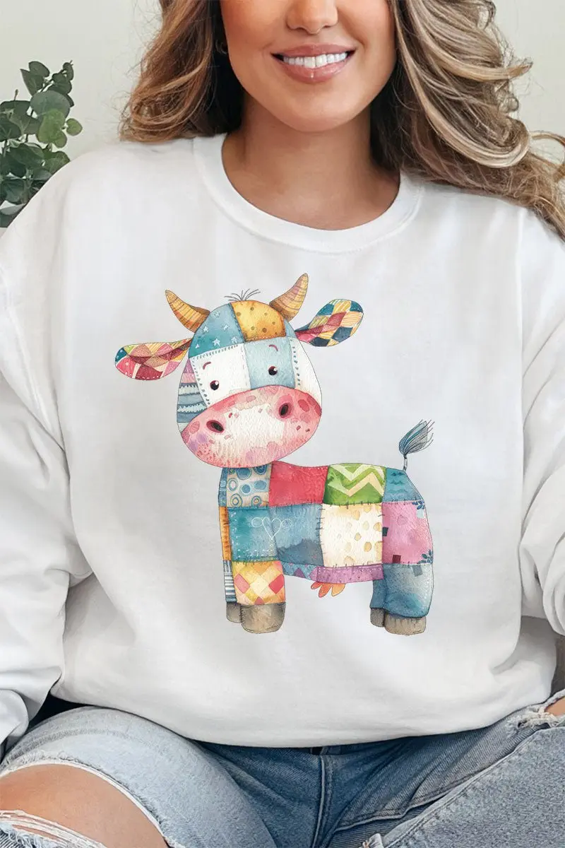 Faux Patchwork Cow Unisex NuBlend Crew Sweatshirt