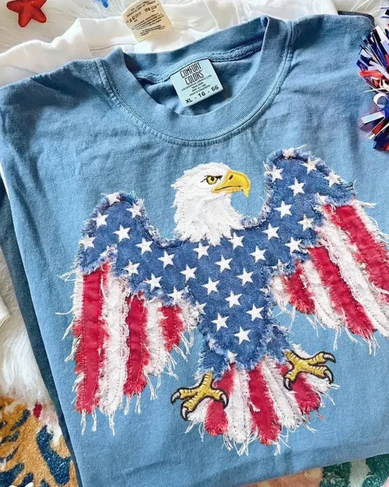 FAUX Patchwork Eagle Tee