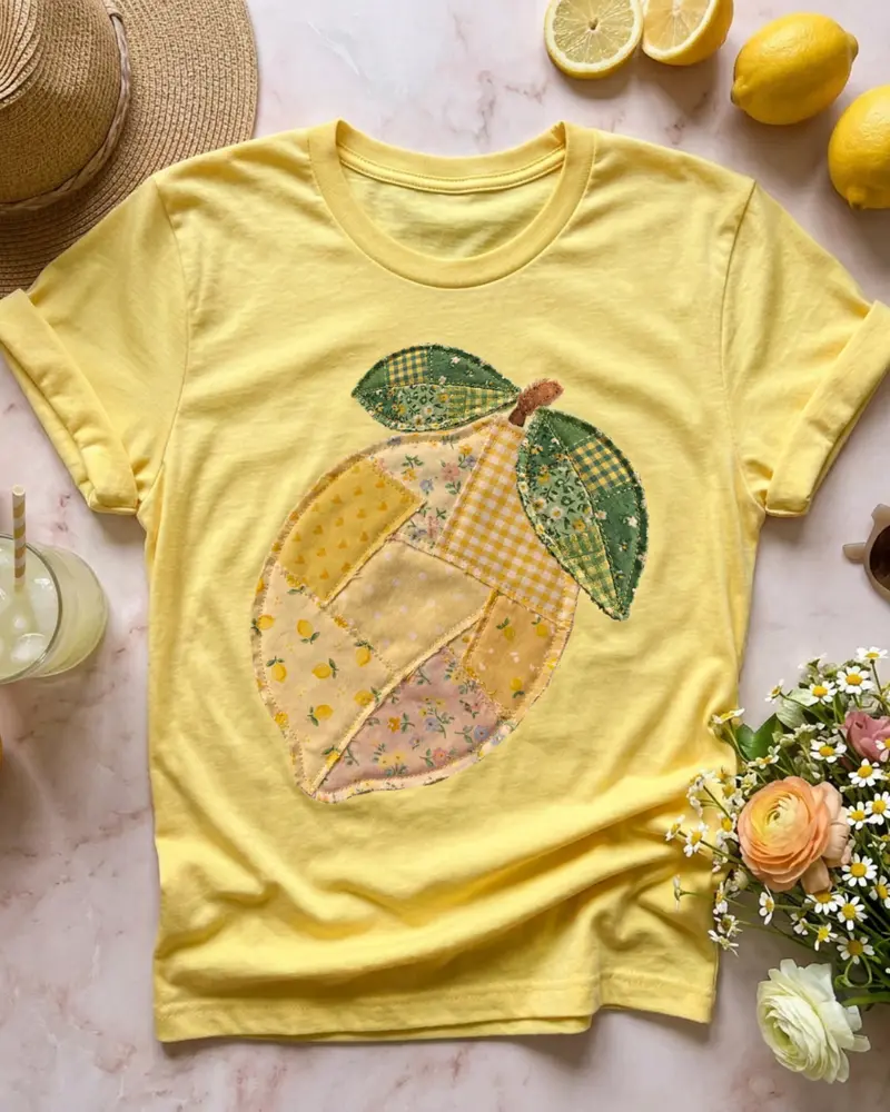 FAUX Patchwork Lemon Tee