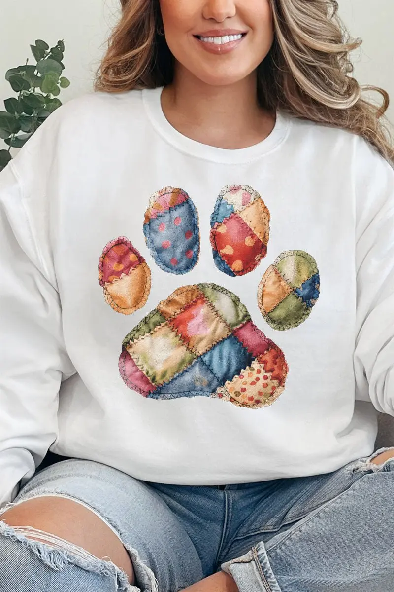 Faux Patchwork Paw Unisex NuBlend Crew Sweatshirt