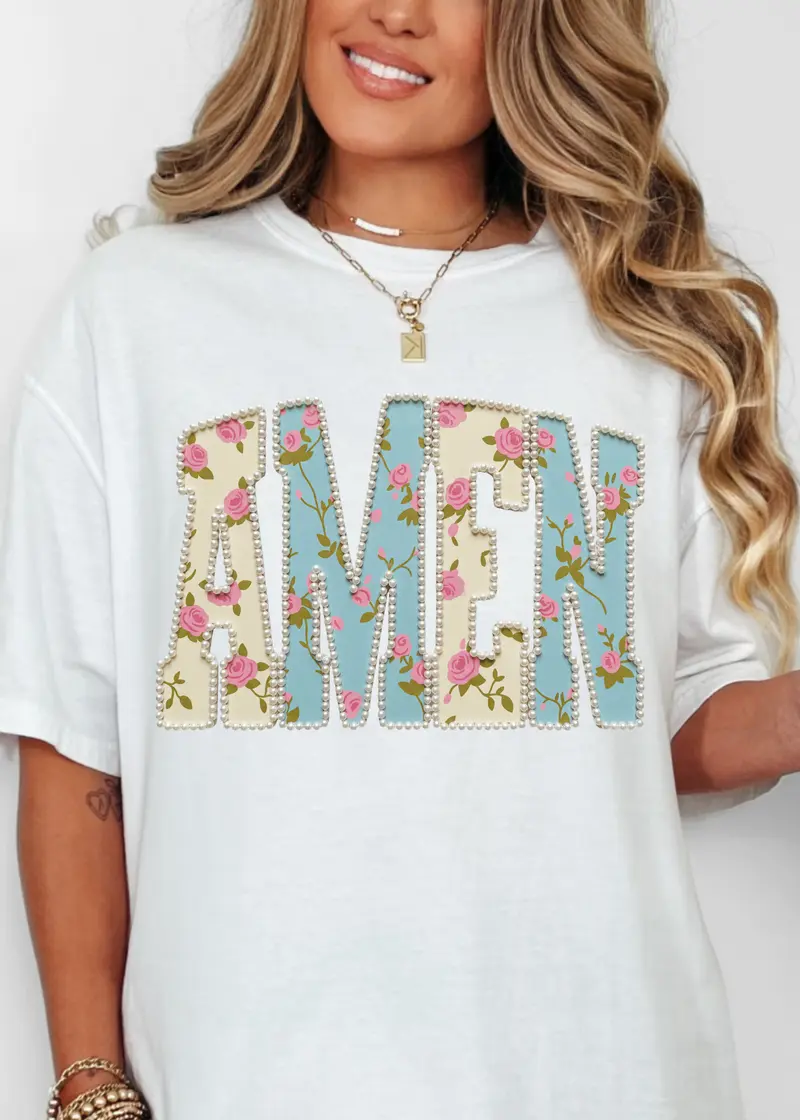 Faux Pearl Lined Amen