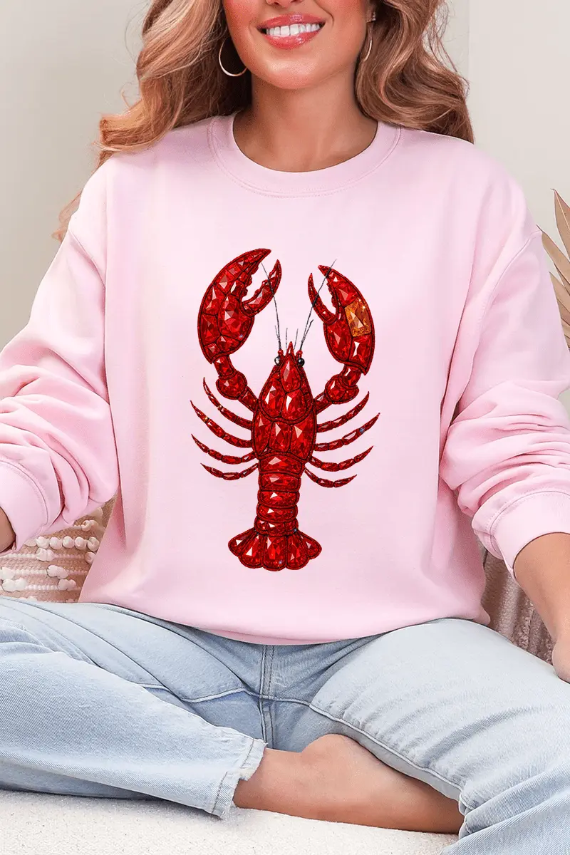 Faux Rhinestone Crawfish Heavy Blend Crew Sweatshirt