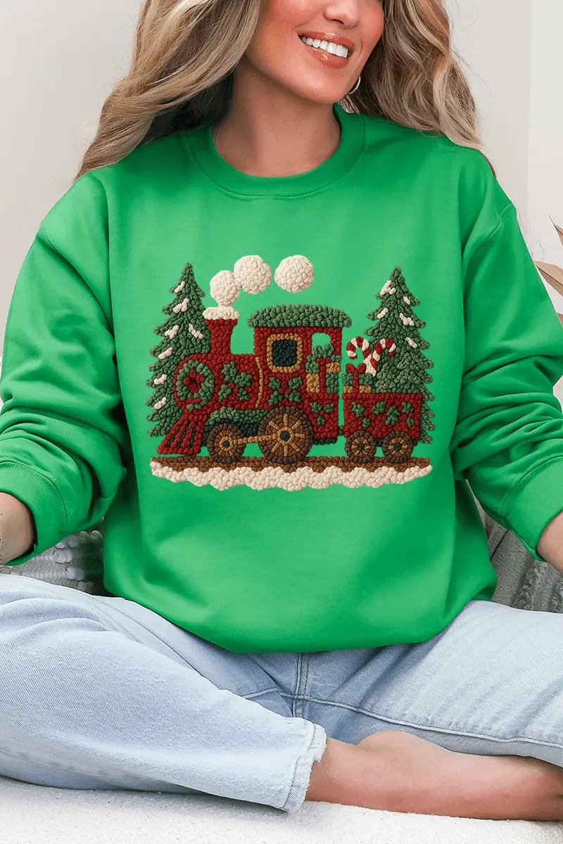 Faux Yarn Mistletoe Express Heavy Blend Crew Sweatshirt
