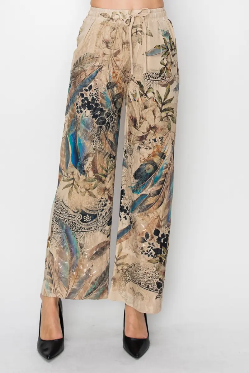 Feather & Botanical Drawstring Pants