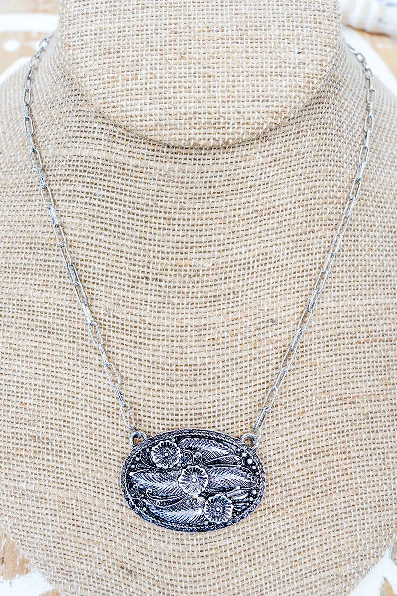 Feathers & Flowers Silvertone Necklace
