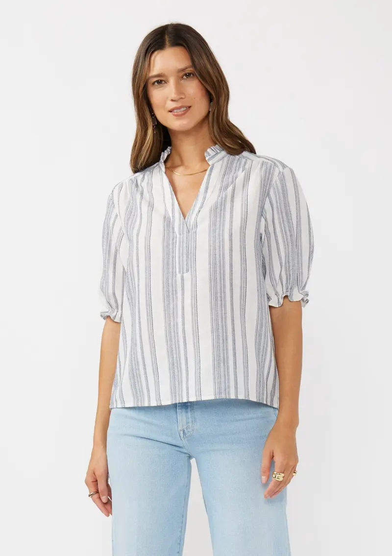 Fiora Striped Puff Sleeve Top