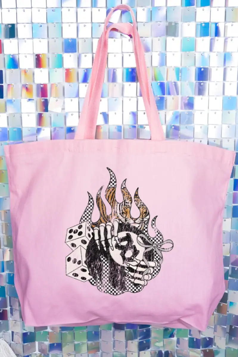 Flamin' 8 Ball Canvas Jumbo Tote