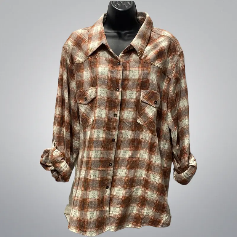 Flannel With Lace Details Blouse