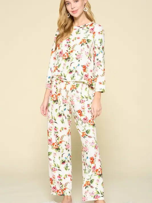 Floral Lounge Top and Pants Set