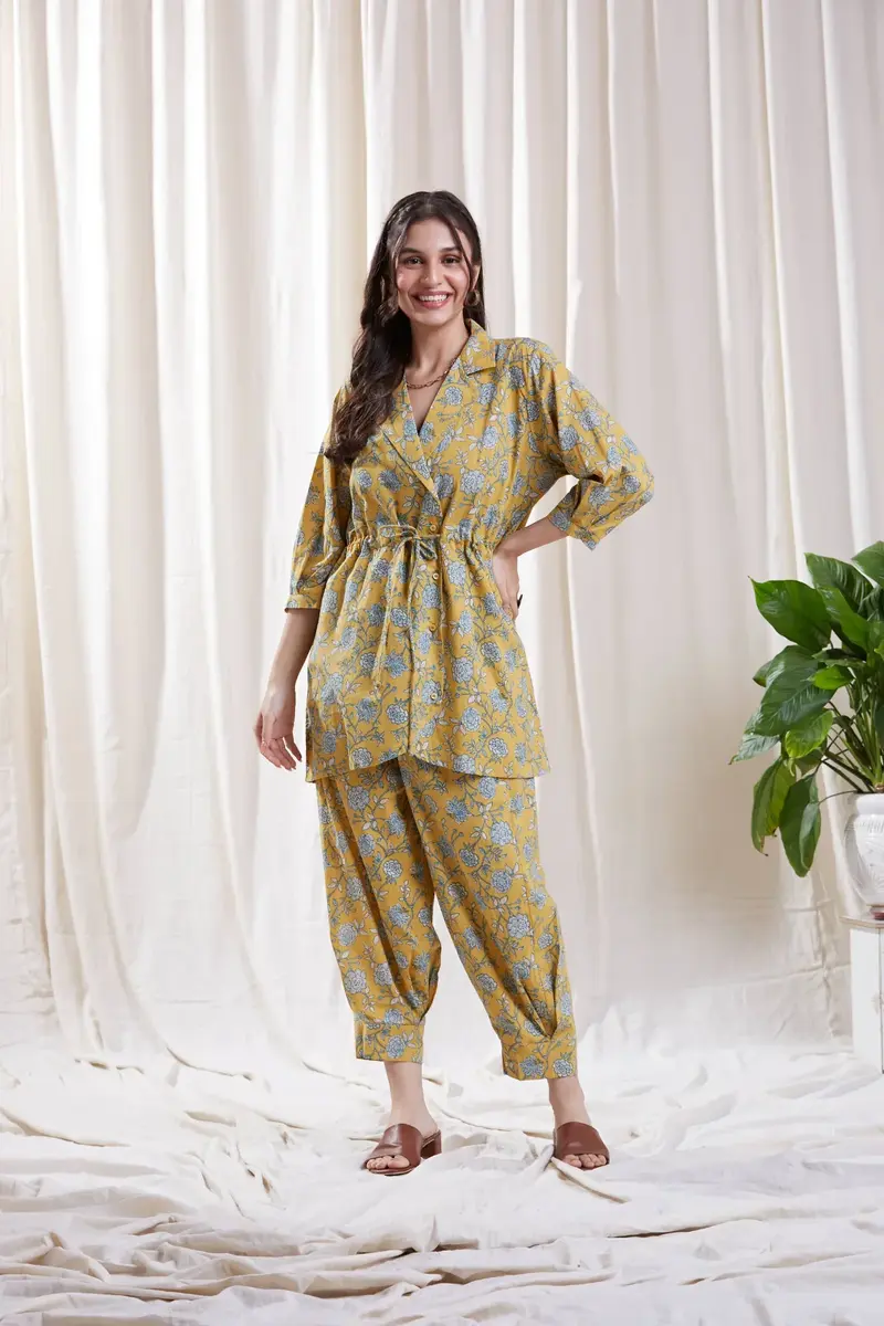 Floral Print Yellow Co-ord Set