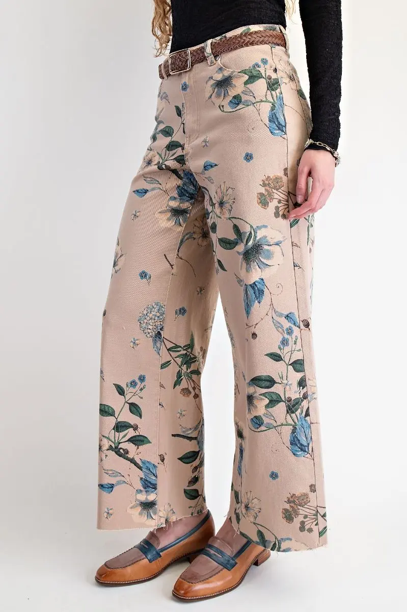 Floral Printed Soft Stretch Twill Pants PREORDER