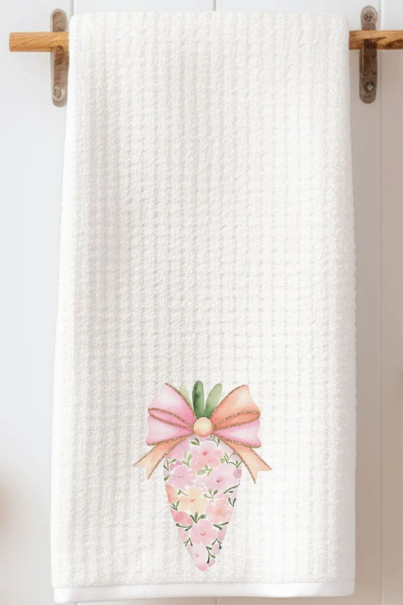 Floral Spring Carrot Waffle Kitchen Towel