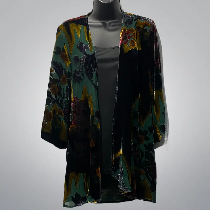 Floral Velvet Open Jacket