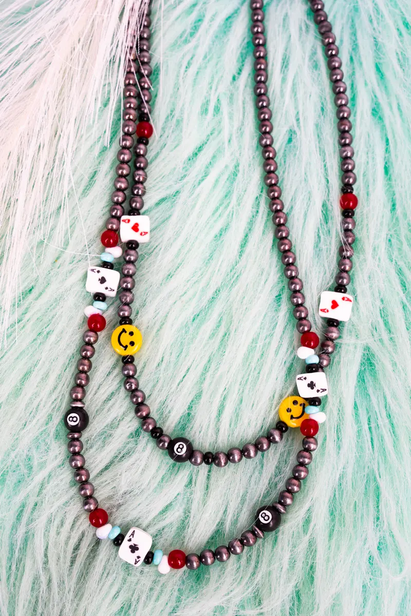 Fortune Smiles Silver Pearl Double Necklace Set