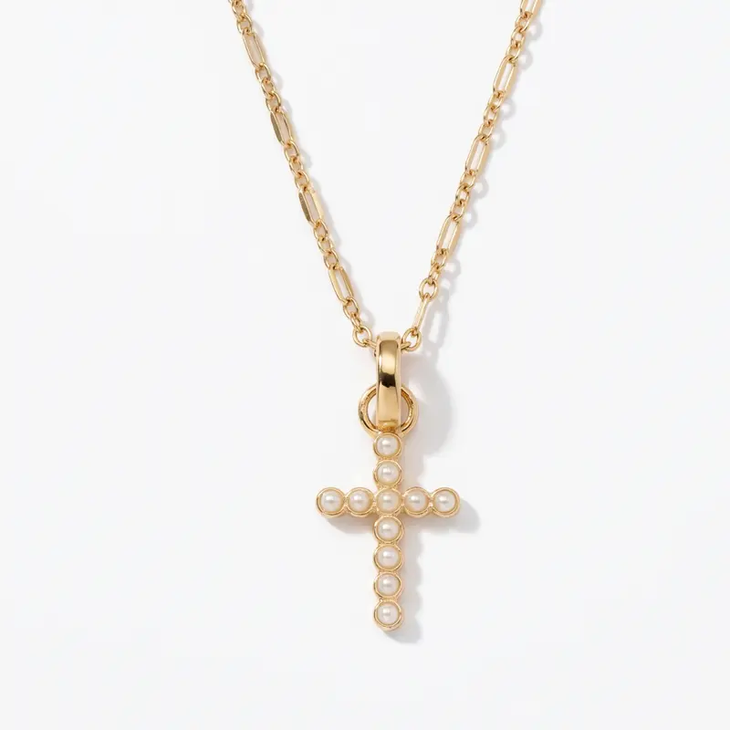 Francesca Cross Necklace in Pearl
