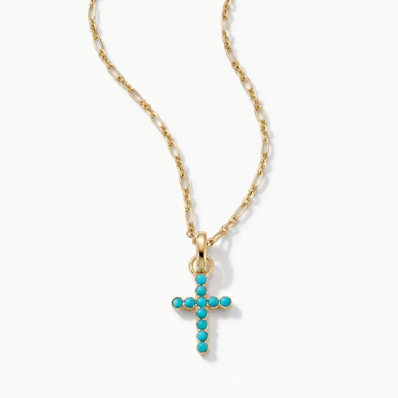 Francesca Cross Necklace in Turquoise