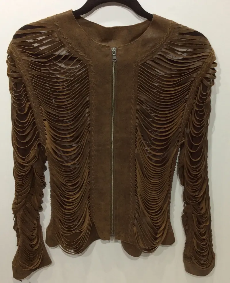Full Shredded Laser Cut Leather Lamb Skin Jacket