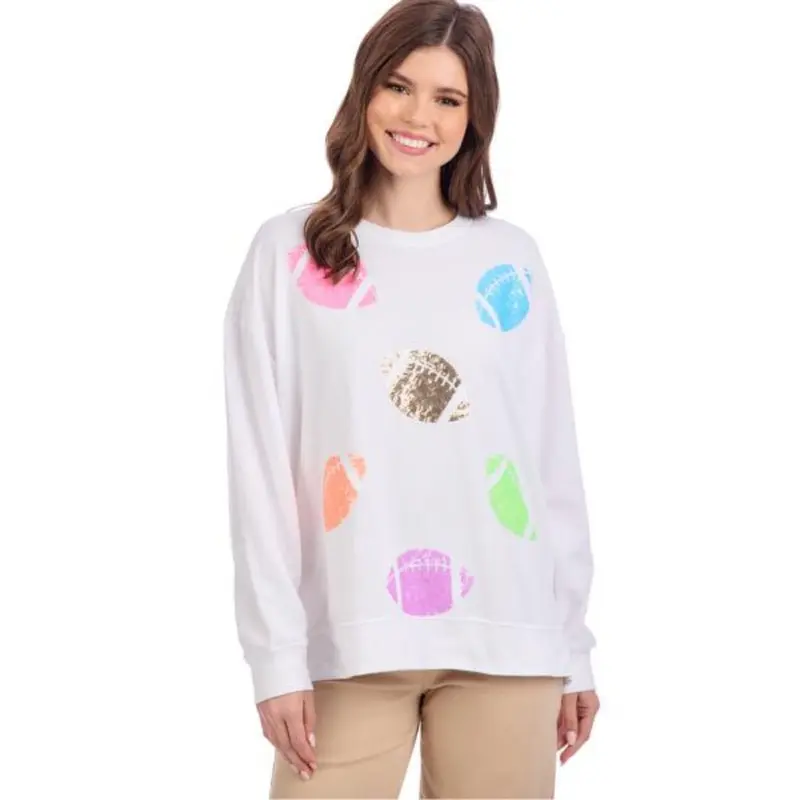 Game Day White Sparkle Sweatshirt