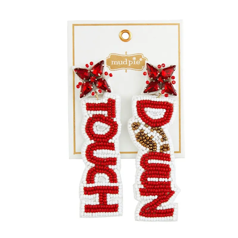 GameDay Burgundy Touchdown Beaded Earrings