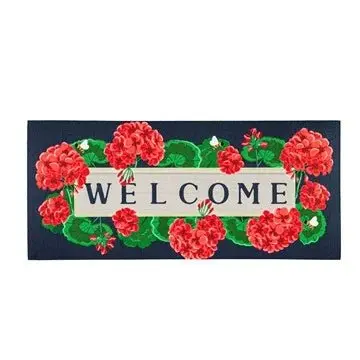 Geraniums Welcome Textured Sassafras Switch Mat by Evergreen