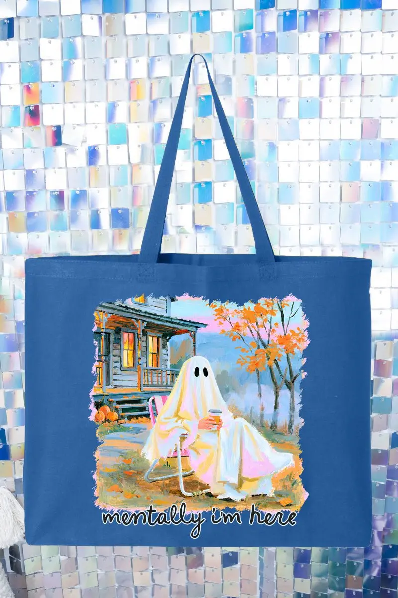 Ghost Mentally I'm Here Canvas Jumbo Tote