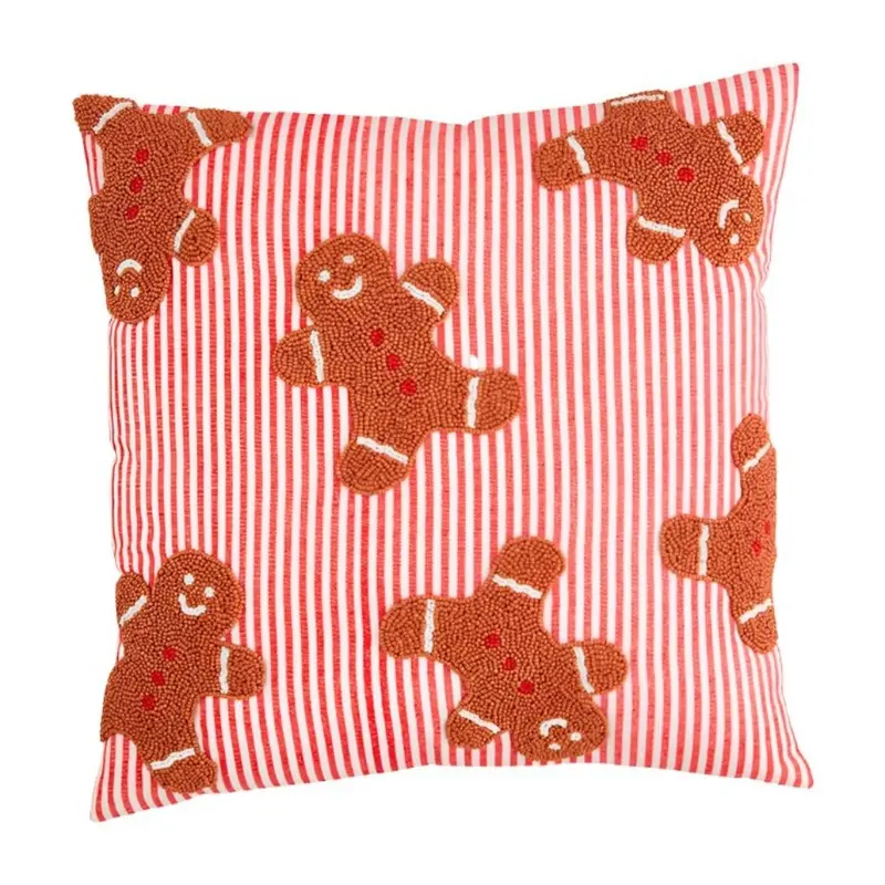 Gingerbread Beaded Pillow by Mudpie