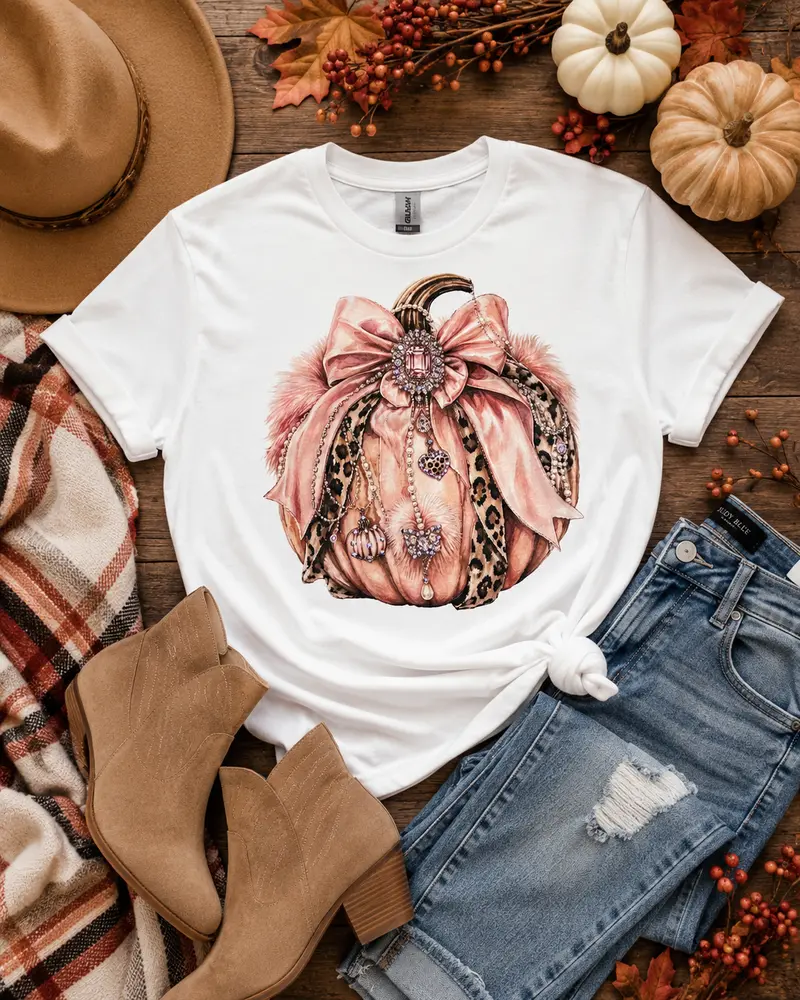 Glam Pumpkin Boujee Tee - White