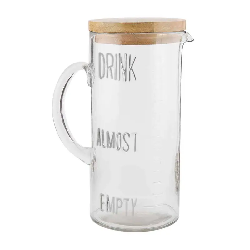 Glass Drink Pitcher Wood Lid