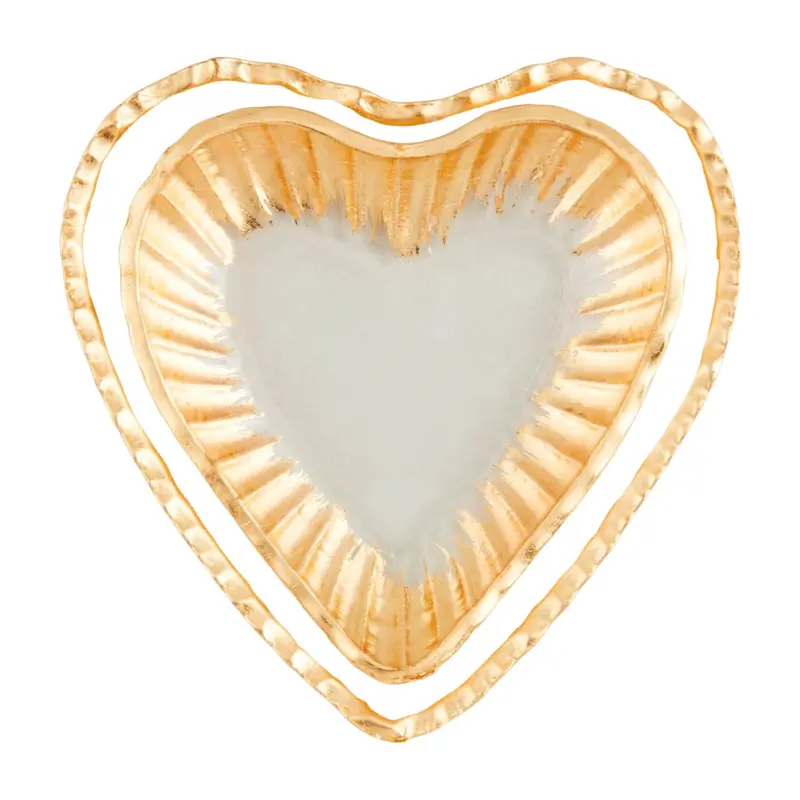 Glass Heart Tidbit Tray Set