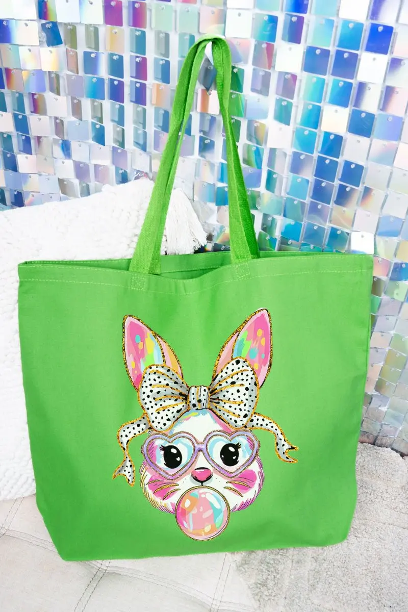 Glitzy Brushed Bunny Canvas Jumbo Tote