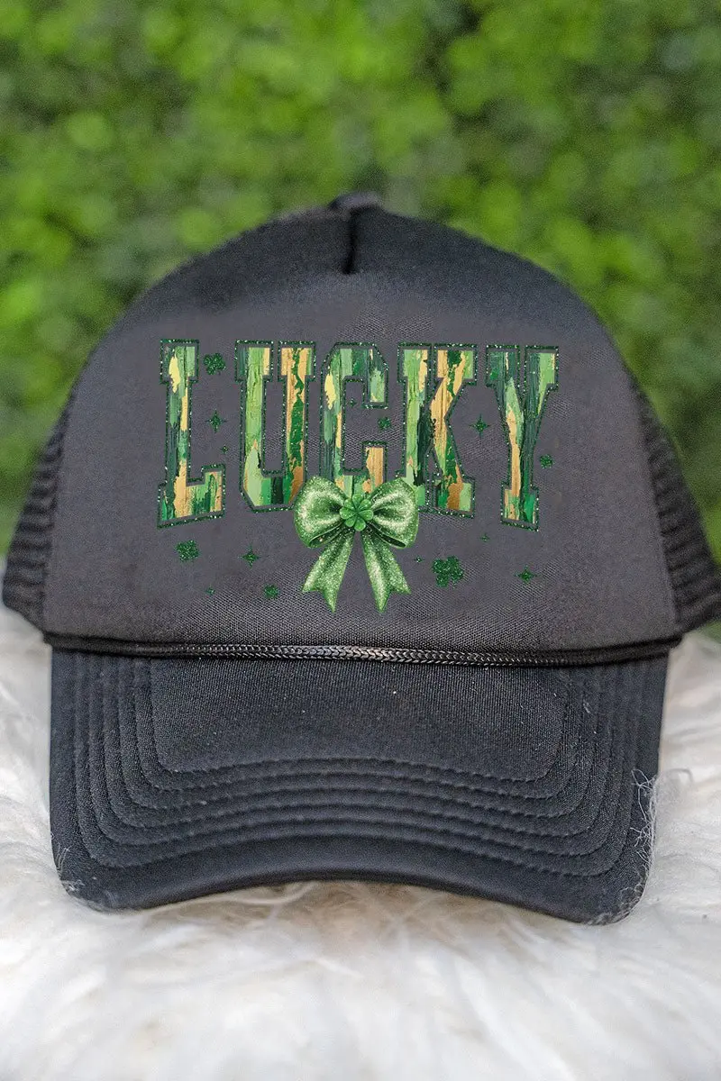 Glitzy Brushed Lucky Foam Mesh Back Trucker Cap