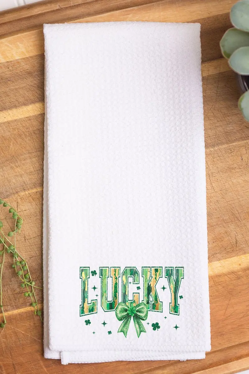 Glitzy Brushed Lucky Waffle Kitchen Towel