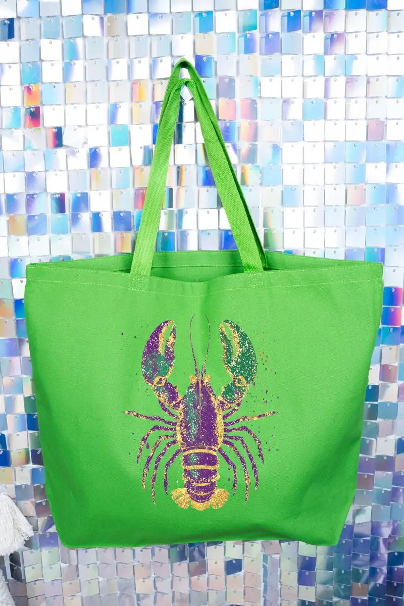 Glitzy Gras Crawfish Canvas Jumbo Tote