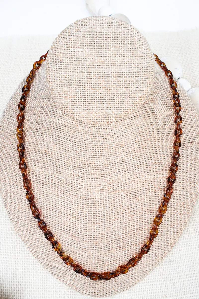 Glow Getter Brown Tortoiseshell Link Necklace