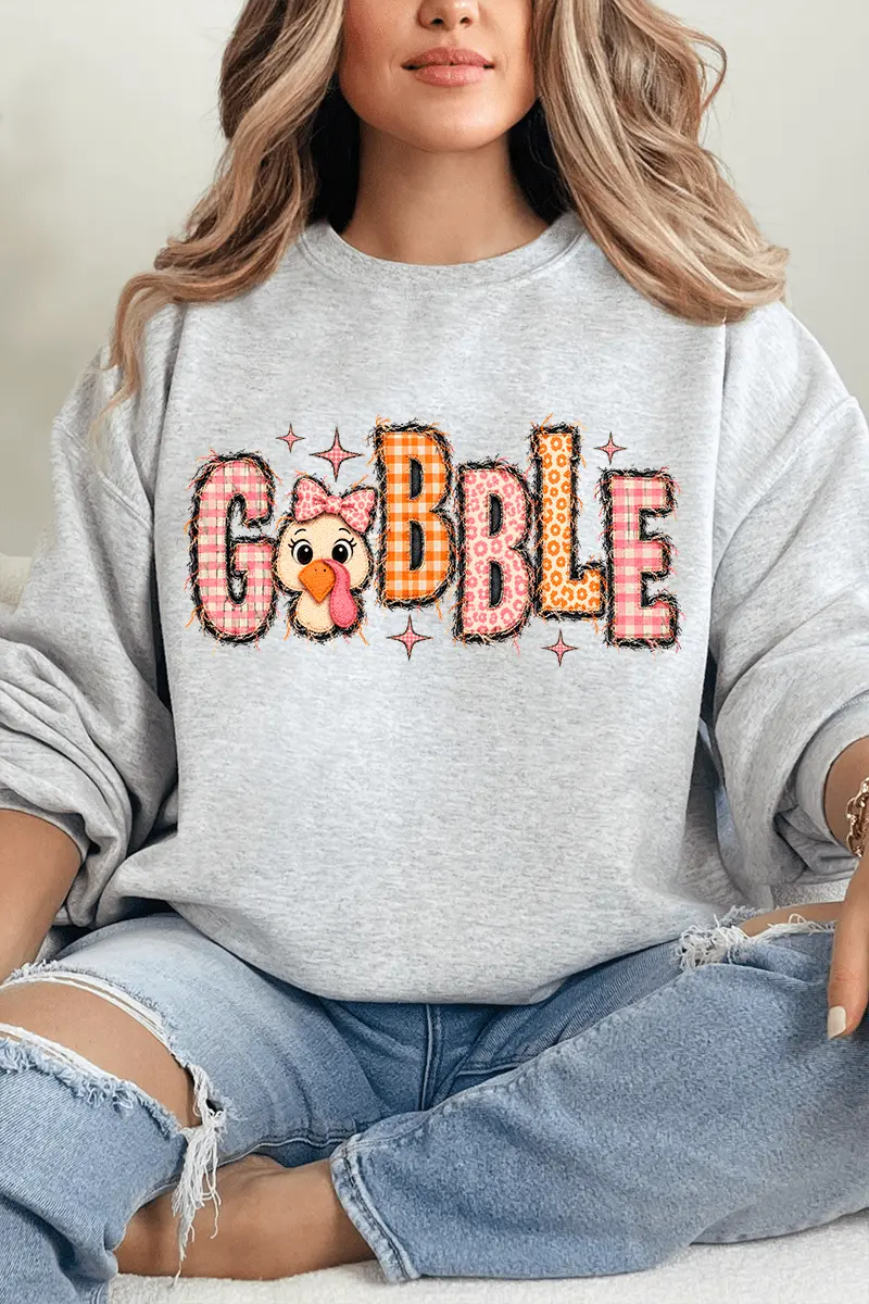 Gobble In Gingham Heavy Blend Crew Sweatshirt