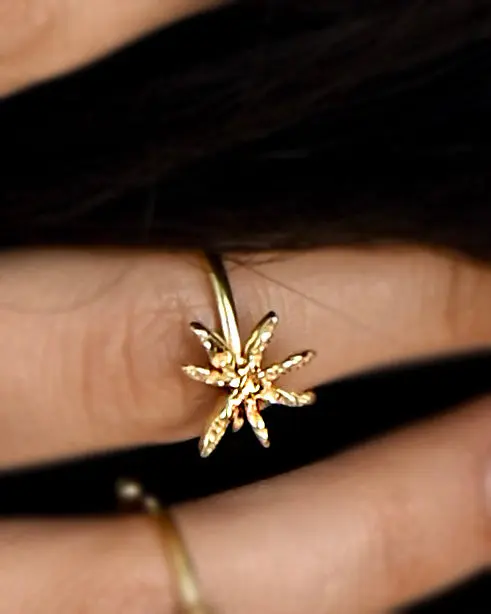 Gold Brass Cinnamon Star Ring