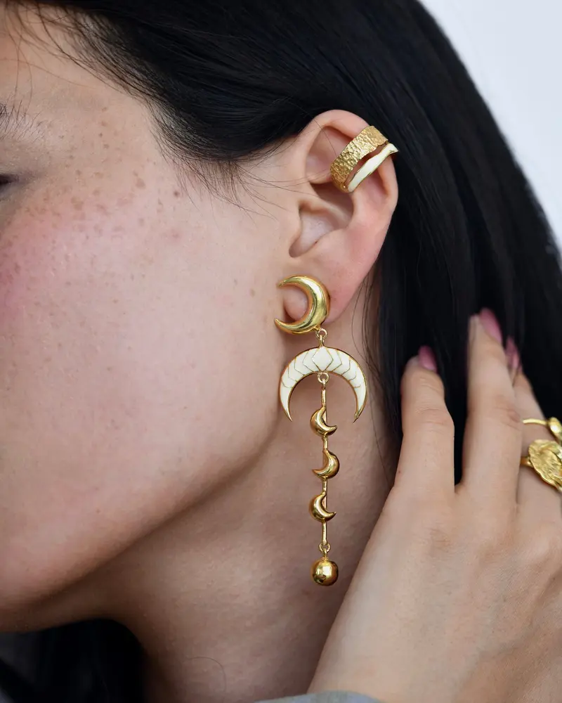 Gold Brass Luna Earrings